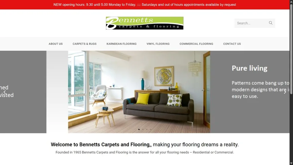 Bennetts Carpets & Flooring website homepage preview
