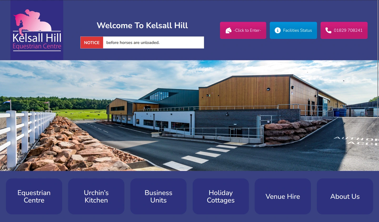 Kelsall Hill Equestrian Centre website homepage preview