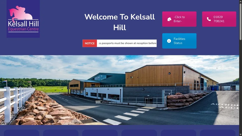 Kelsall Hill Equestrian Centre website homepage preview