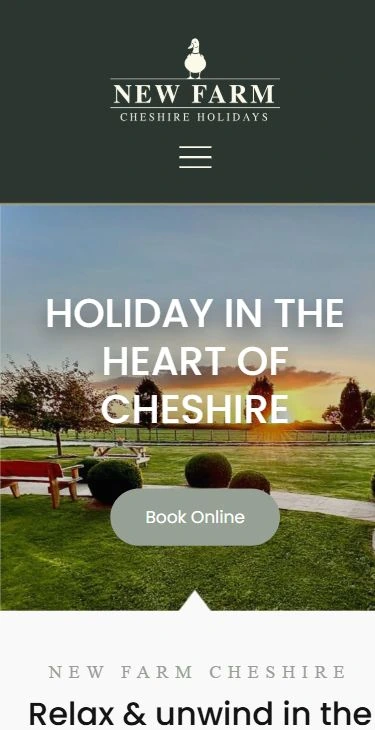 New Farm Cheshire mobile homepage