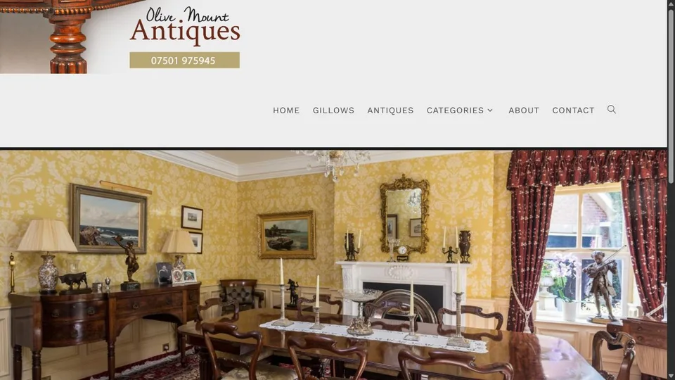Olive Mount Antiques website homepage preview