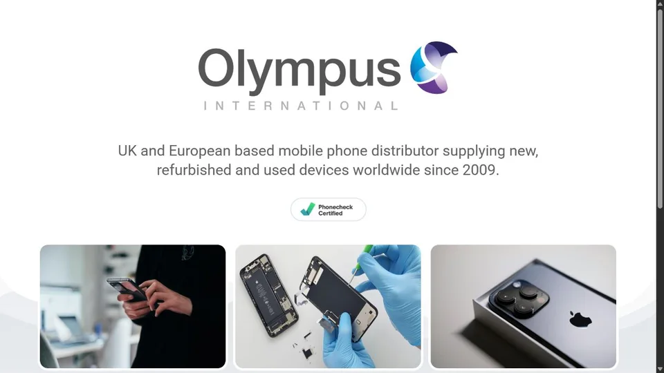 Olympus International website homepage preview